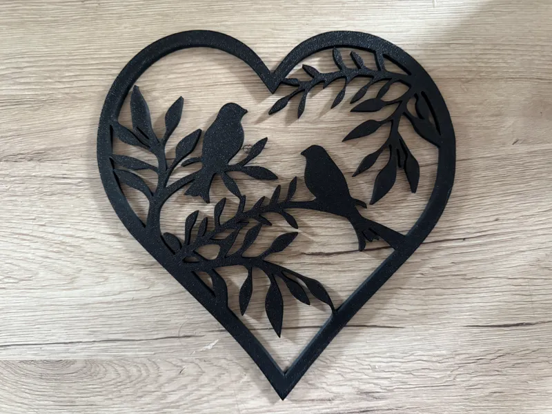 Herz mit 2 Vögel - Wandbild
