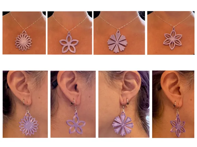 Abstract Floral Earrings / Necklaces - 4 Designs