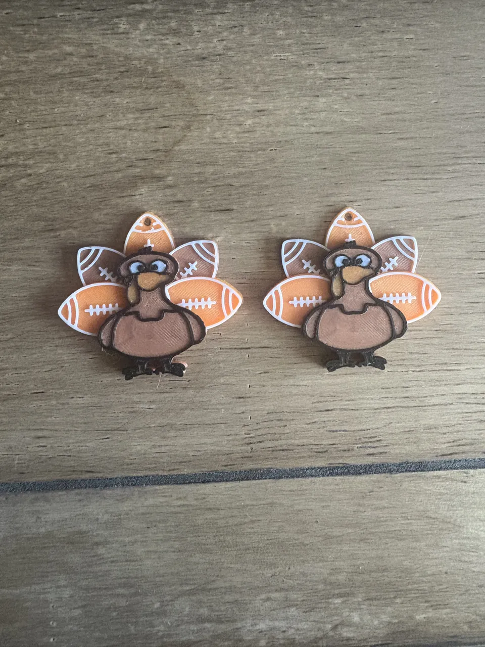 Thanksgiving Football Turkey Earrings view 2