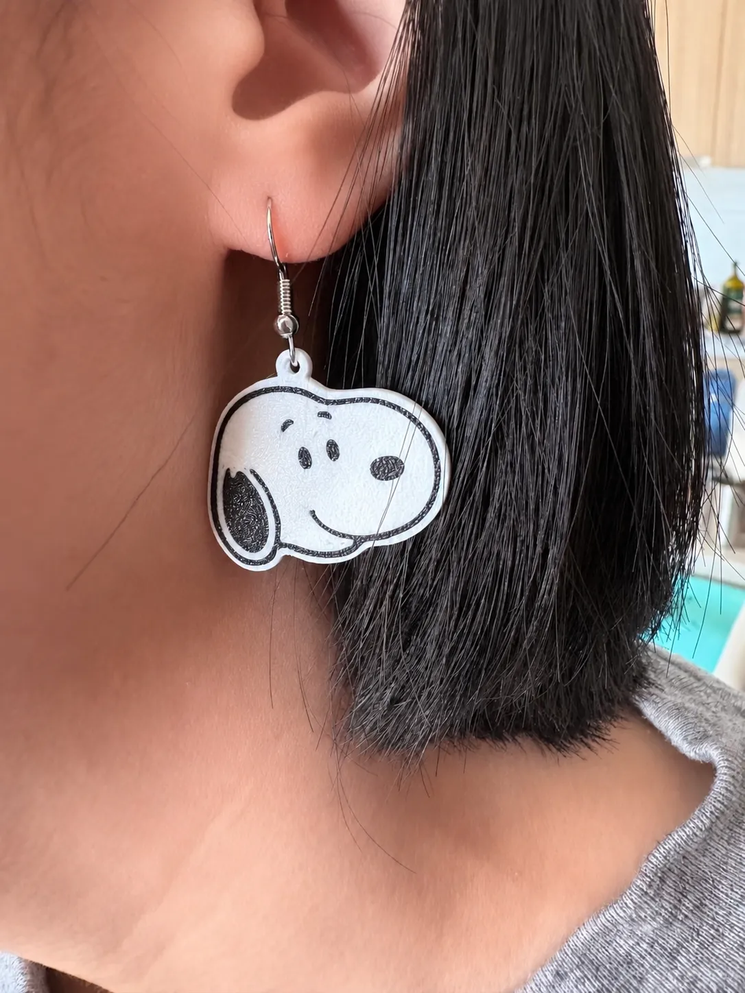 Snoopy Earrings – Cute Dangle Pair view 3