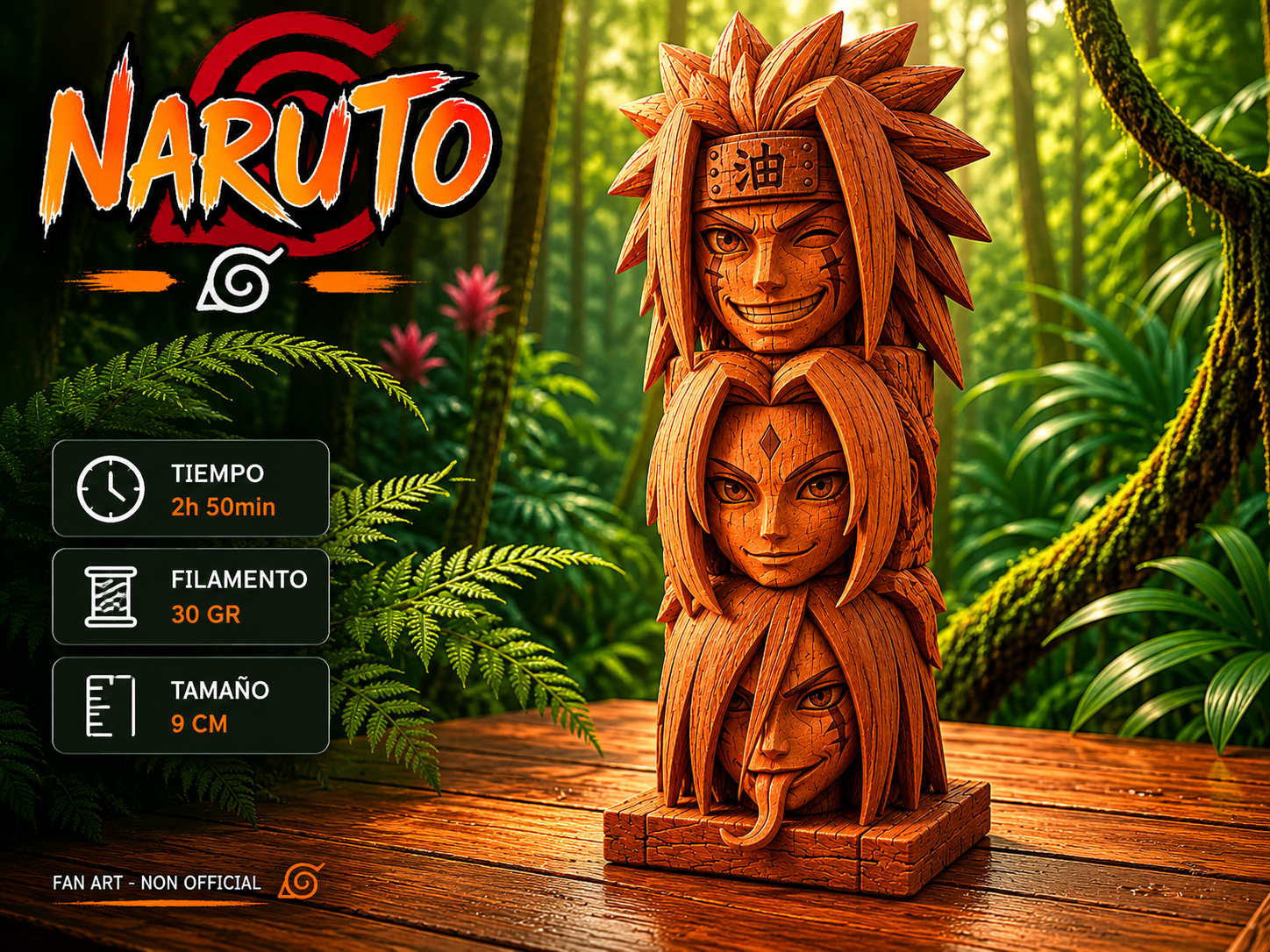 Jiraiya Tsunade Orochimaru Wooden Totem Naruto