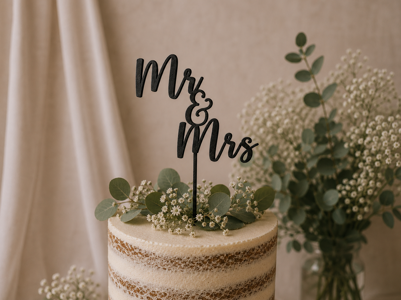 Cake Topper Hochzeit Mr & Mrs Brautpaar