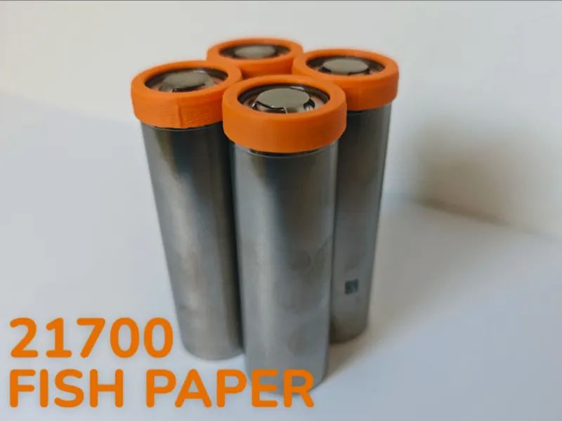 3D Printed Fish Paper for 21700 Batteries