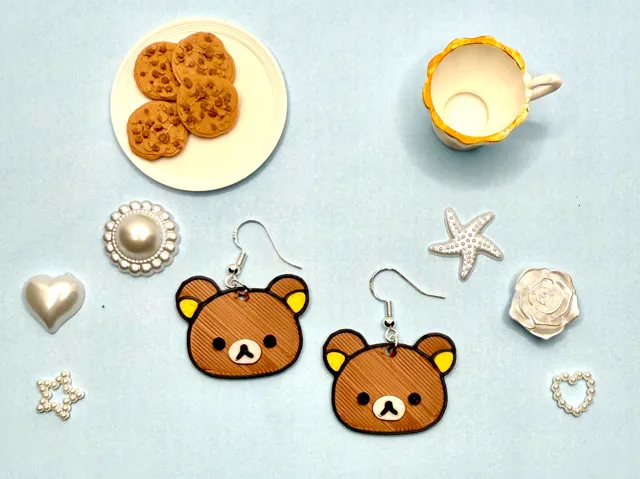 Rilakkuma-Inspired Chubby Bear Earrings - Kawaii