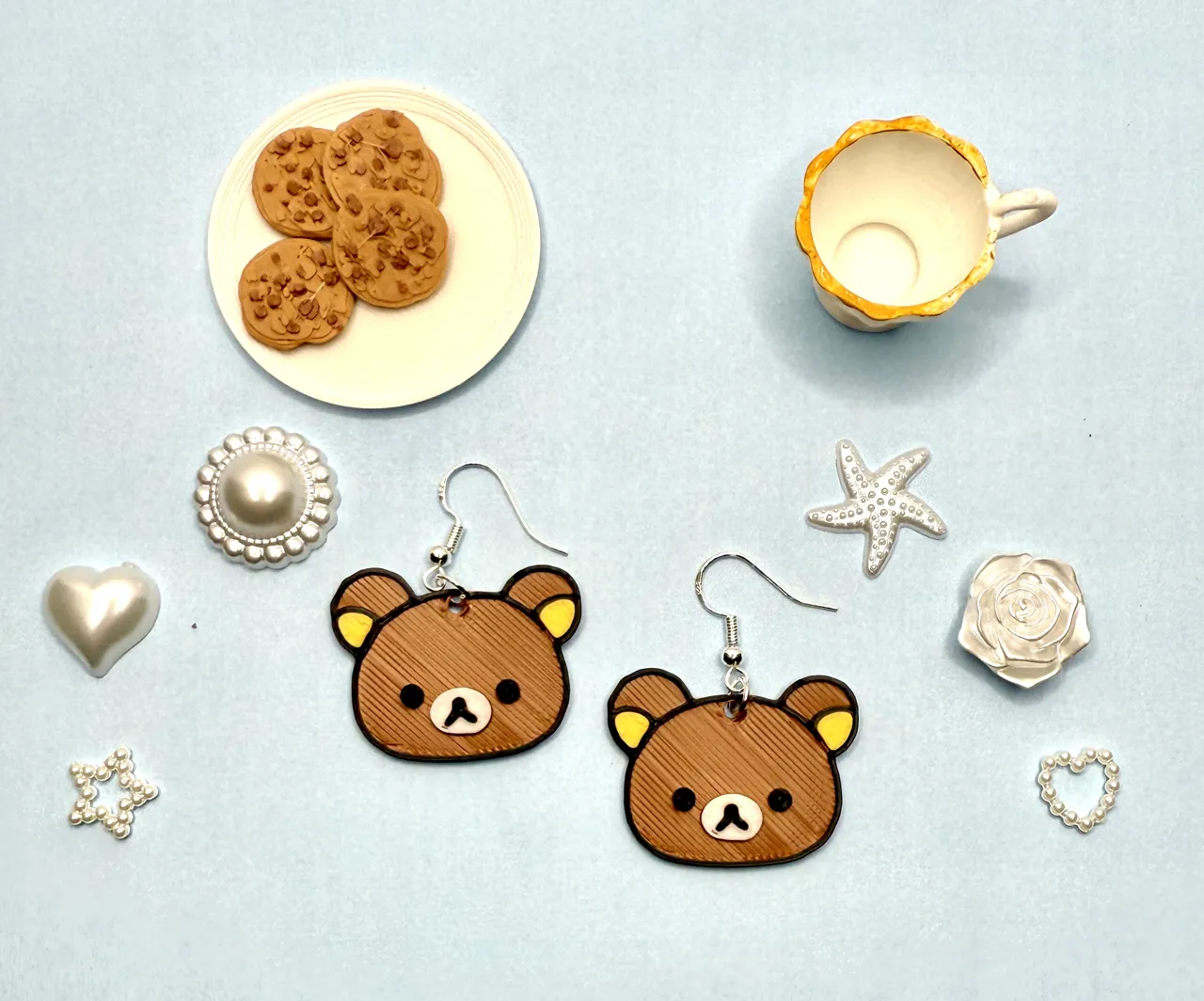 Rilakkuma-Inspired Chubby Bear Earrings - Kawaii view 3