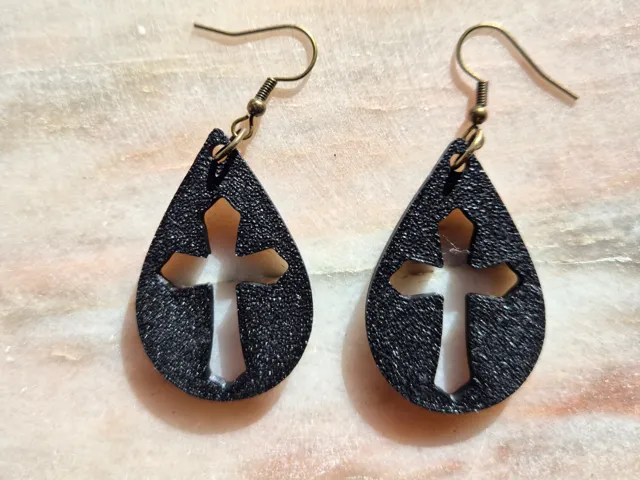 Halloween Cross Tear Drop Earrings