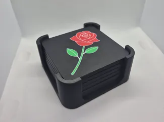 Untersetzer mit Rosen Motiv und Passenden Halter