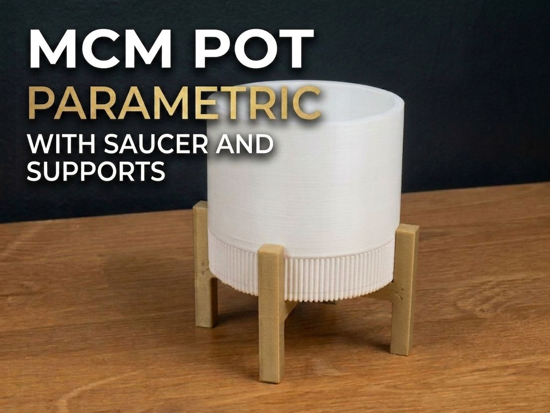 Vaso Mid Century Modern parametrico -con sottovaso