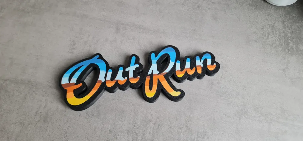 Outrun logo / sign - Free 3D Print Model - MakerWorld