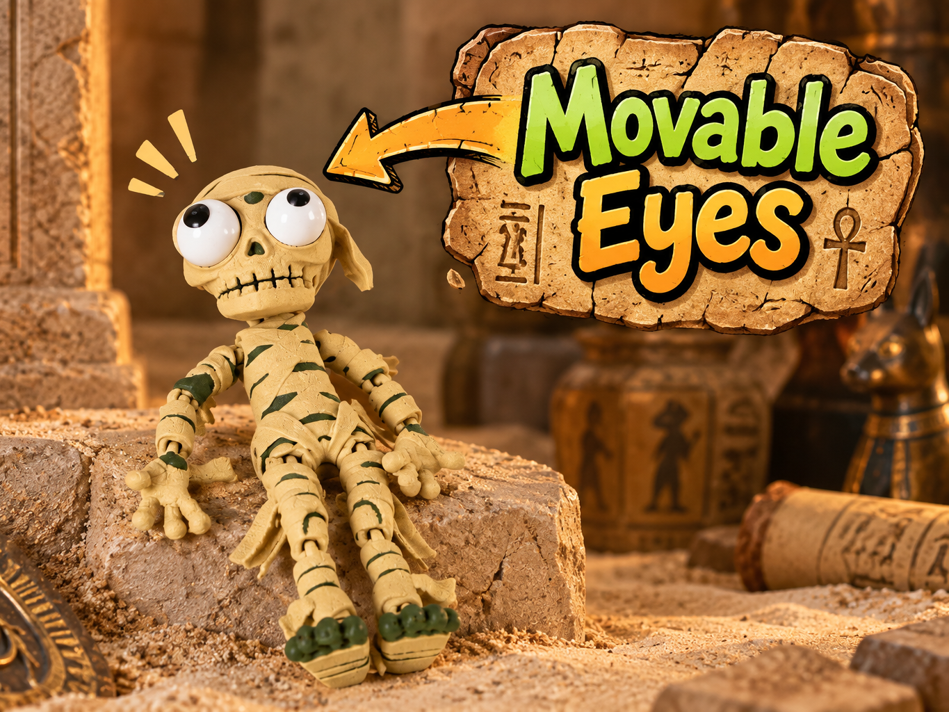 Big Eyed Mummy Flexi Toy – Halloween Fidget Figure 3D model