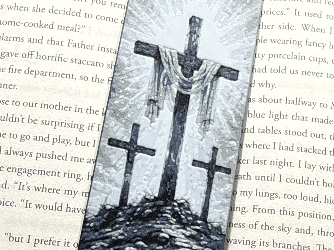 Three Crosses Christian Bookmark | 4 Color