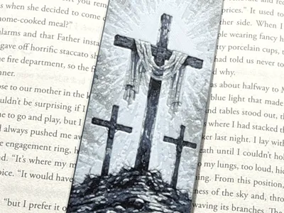 Three Crosses Christian Bookmark | 4 Color