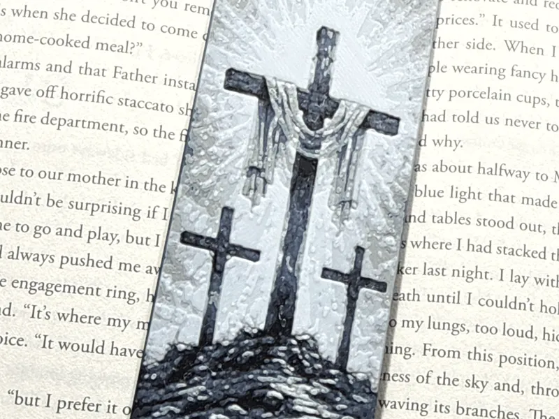 Three Crosses Christian Bookmark | 4 Color