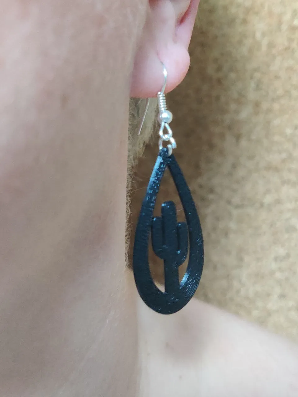 Cactus Tear Drop Earrings view 3