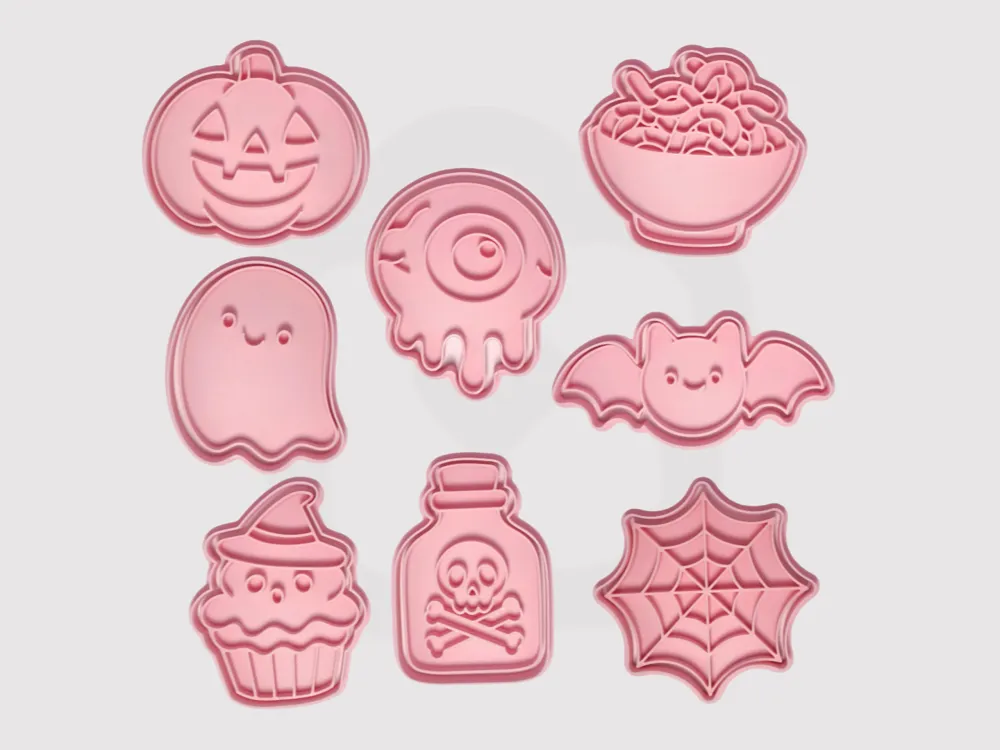 Cortador para modelado: Spooky Halloween Cookie Cutters Pack - 8 Pcs Set. Referencia del modelo original.
