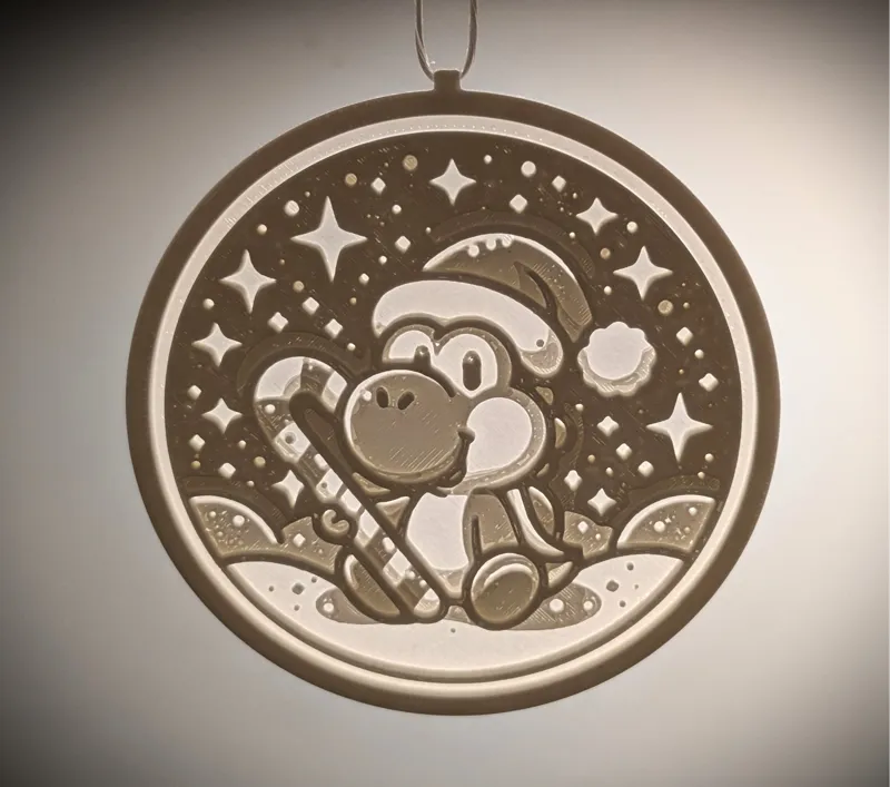 Yoshi Lithophane Christmas Tree decoration