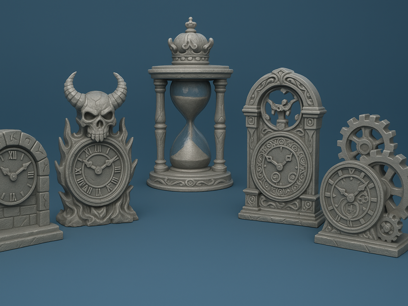 Fantasy Clocks and Hourglass Set