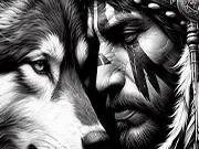 Warrior  with wolf 