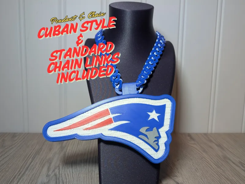 New England Patriots Oversized Pendant and Chain