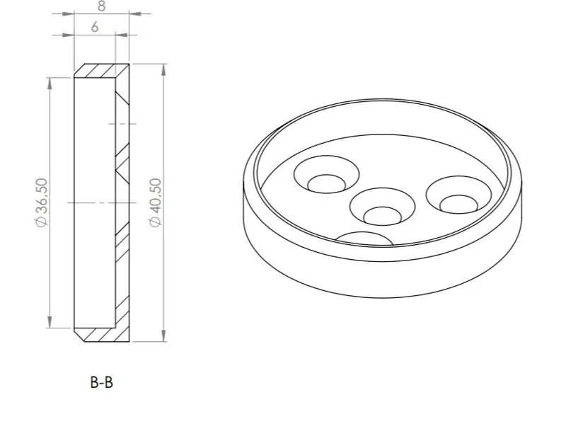 Halter Duschvorhang-Stange 36 mm 4 Bohrungen