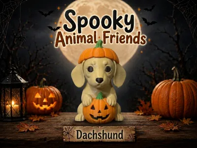 Dachshund Pumpkin Spooky Animal Friends