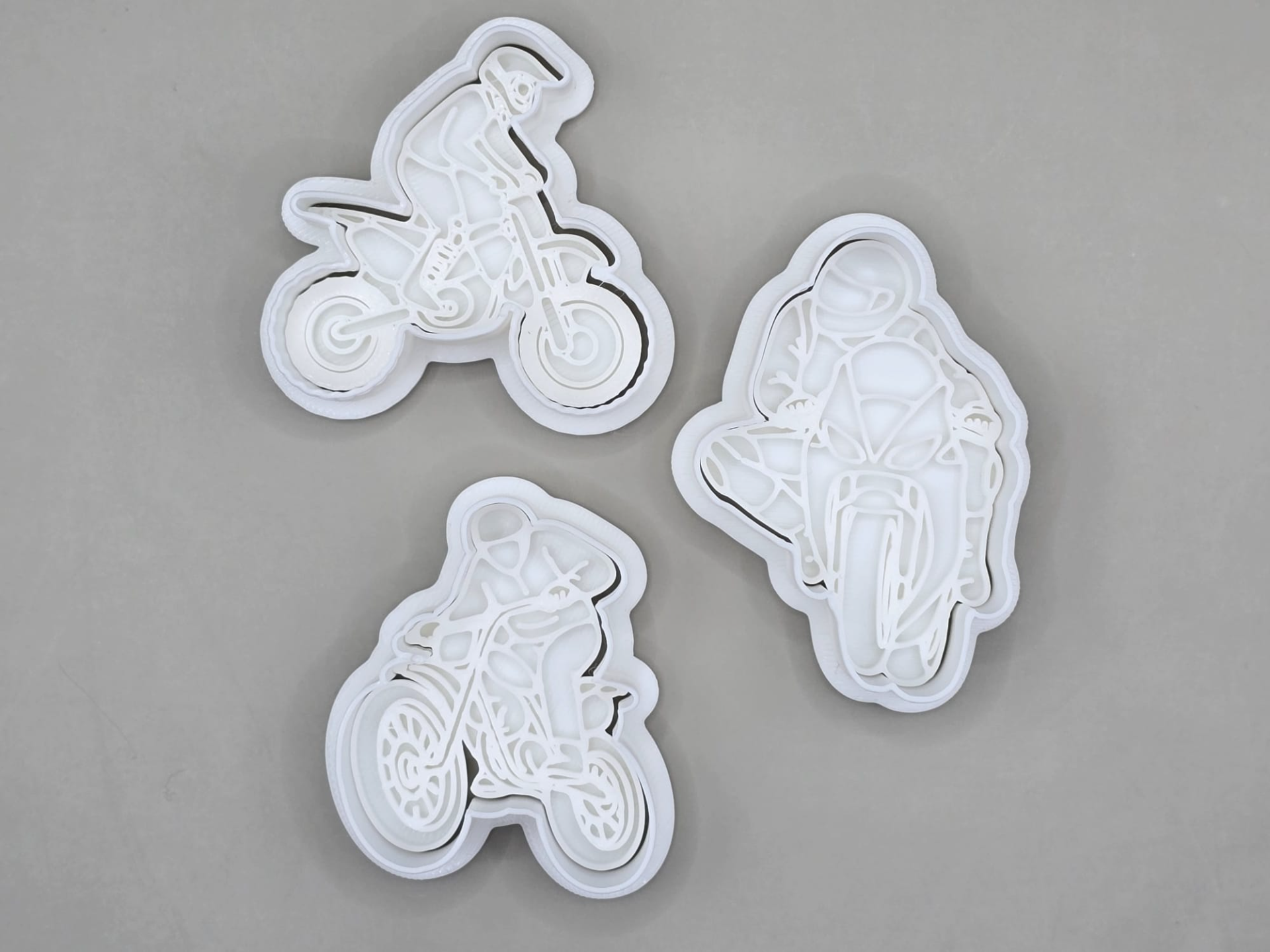Motorcycle Bike Cookie Cutter Stamp Set 1