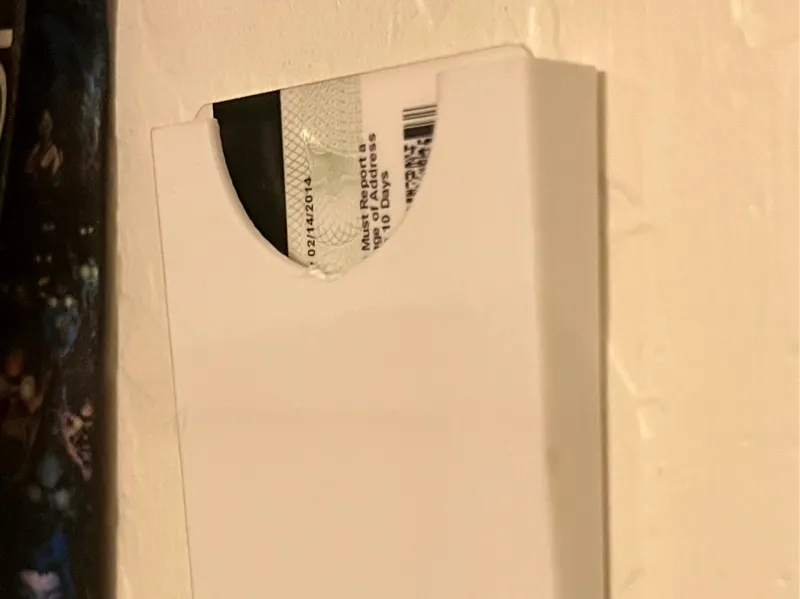 Card/Drivers License Wall Mounted Holder