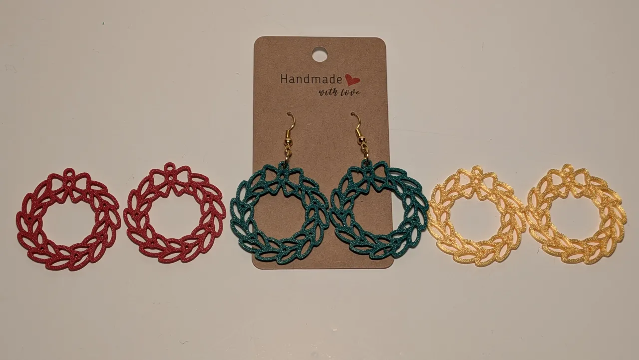 Delicate Christmas Wreath Earrings view 2