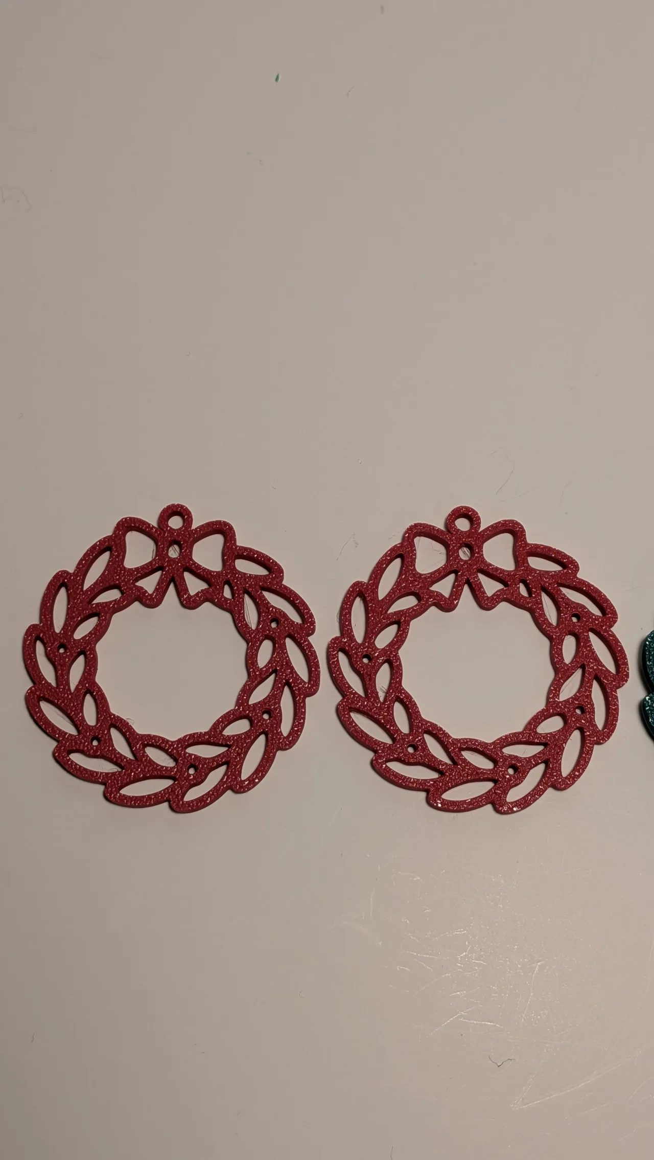 Delicate Christmas Wreath Earrings view 3