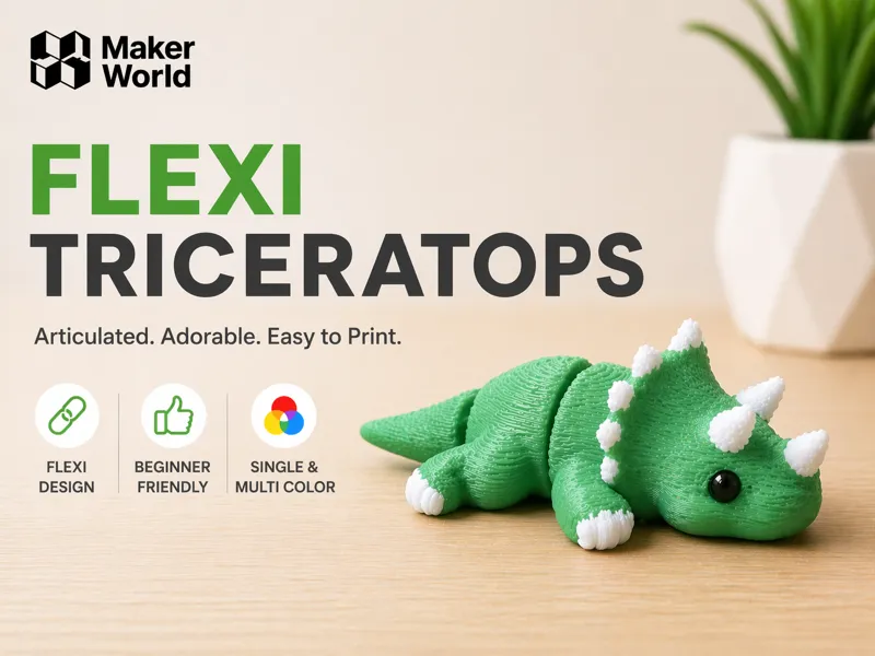 Mini Flexi Triceratops - Easy Print