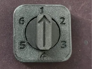 Rotational counter 1 to 6 with a satisfying click
