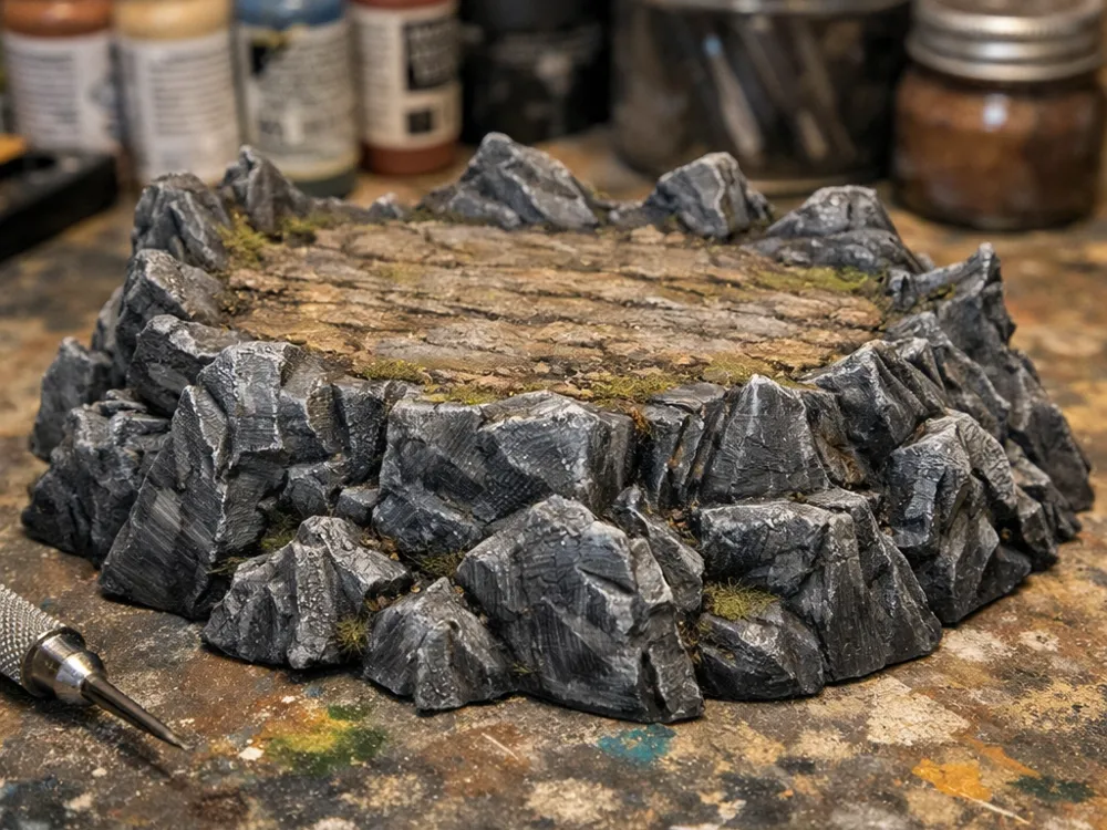 Figura decorativa: Circular Mountainous Base For Diorami & Figure. Referencia del modelo original.