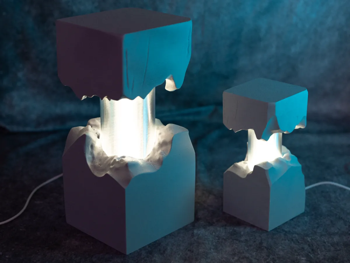 Lampe en béton brisé avec noyau lumineux Kit de lampe 001 - Modèle d ...