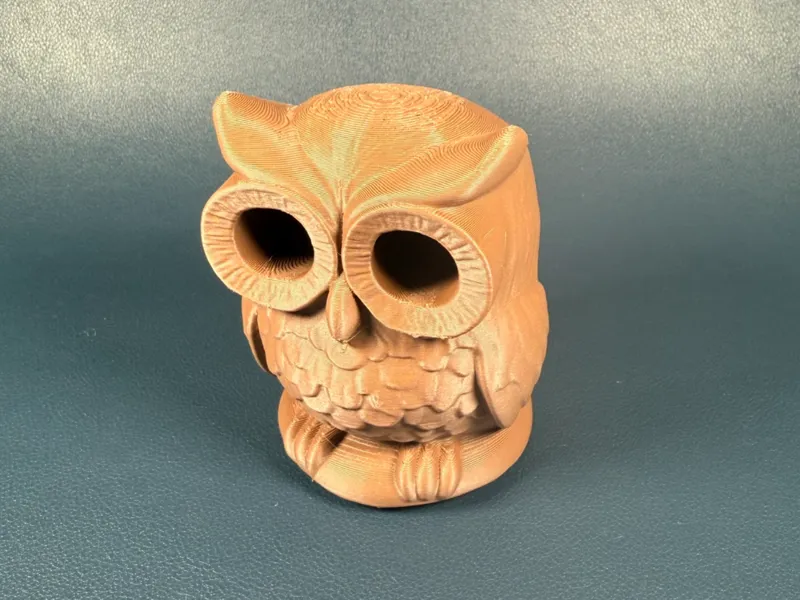 Carved Wooden Owl Figurine