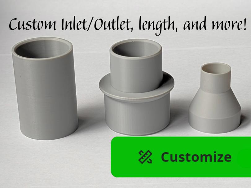 Custom Vacuum Hose Adapter Generator, Parametric