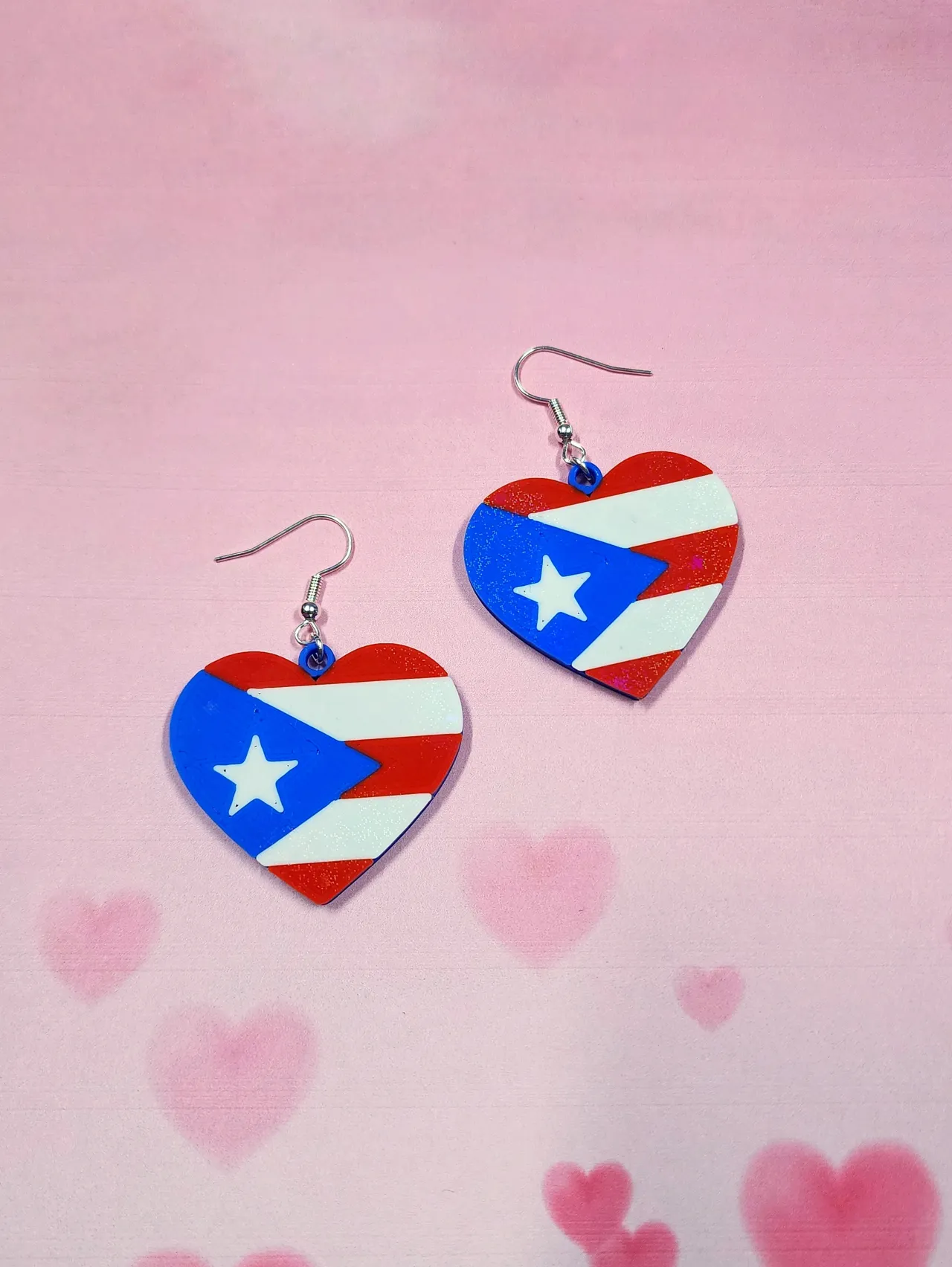 Flag of Puerto Rico Heart Earrings view 2
