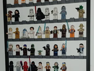 L£go mini figure shelving unit (50 figures)