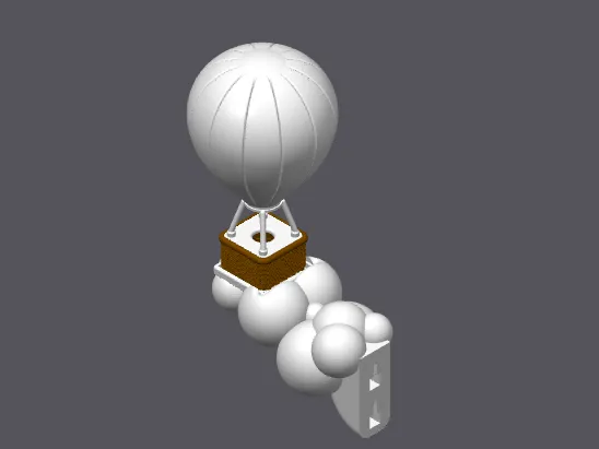 Heissluftballon mit Wolkenhalterung