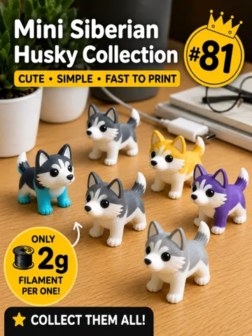 Objeto manipulable: Mini Husky Fidget - Micro Zoo — vista de referencia 2