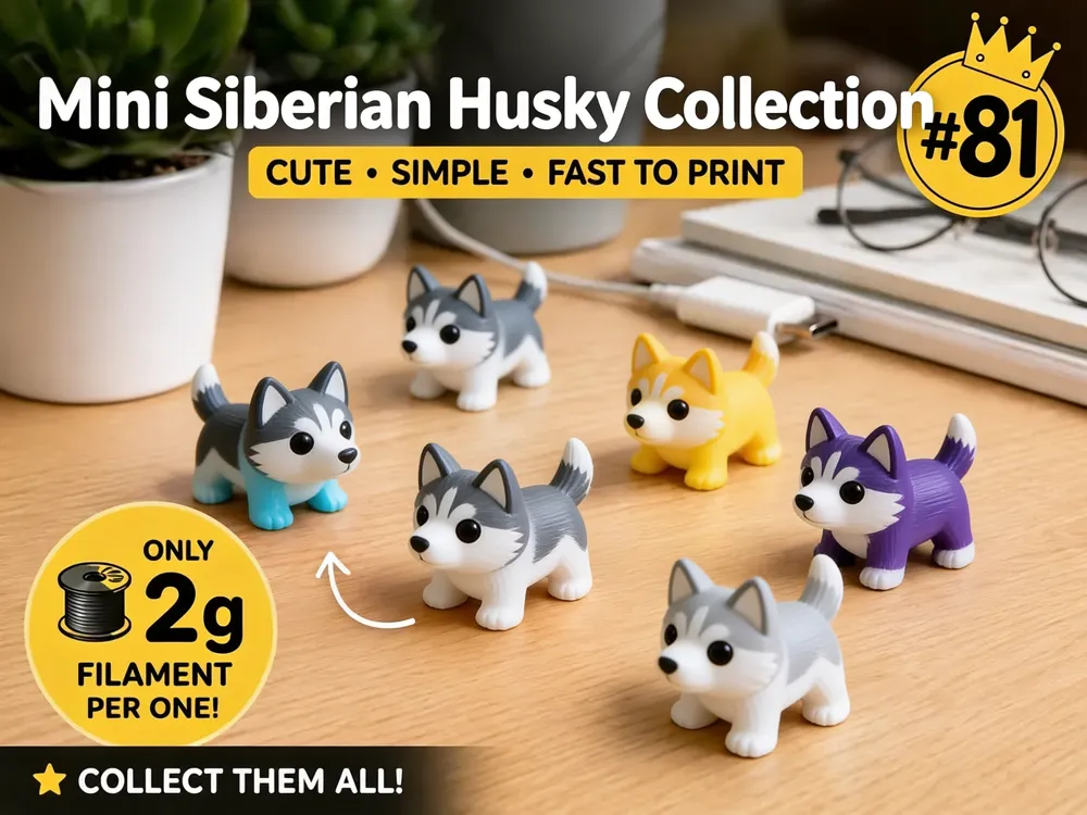 Objeto manipulable: Mini Husky Fidget - Micro Zoo. Referencia del modelo original.