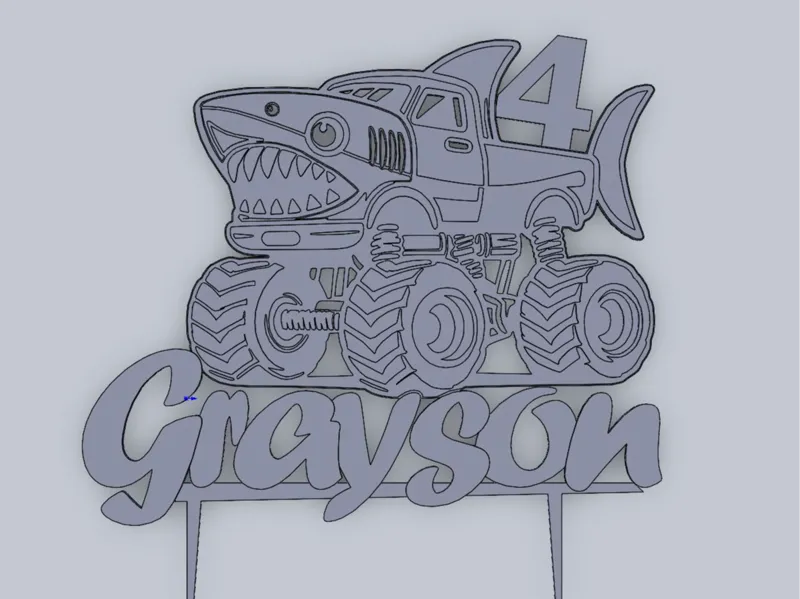 Shark Monster Truck Cake Topper 