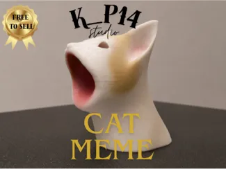 Big mouth cat meme silly <3