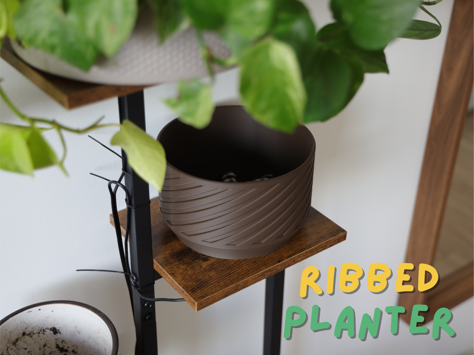 Modern Diagonal Ribbed Planter