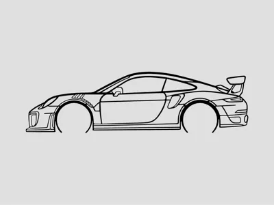 Porsche GT2 RS Silhouette Wall Art