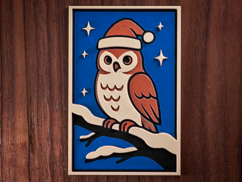 Owl with winter hat