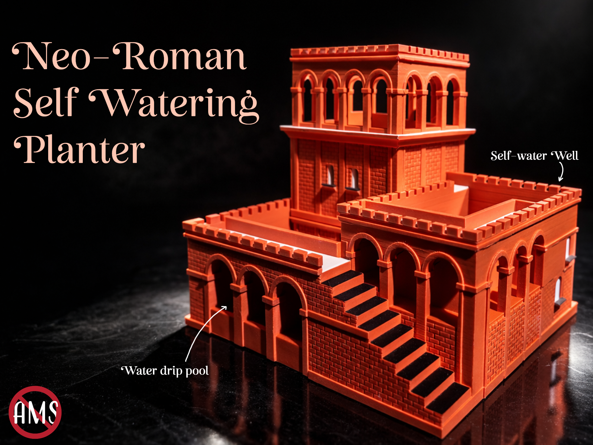 Neo-Roman Self Watering Planter with Drip Pool