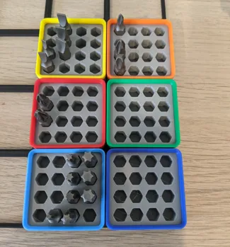 Gridfinity short hex bits 1x1x2 (Colour)