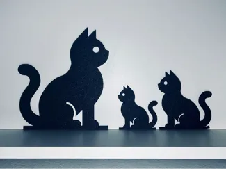 Cat Family 2D WALL / Door ART Silhouette