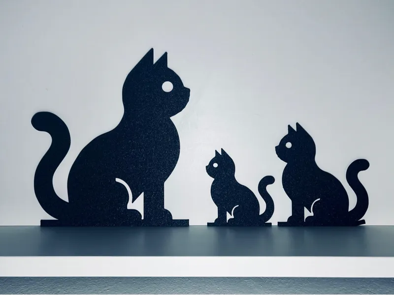 Cat Family 2D WALL / Door ART Silhouette