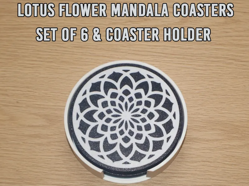 Mandala Coasters - Set of 6 with Coaster Holder